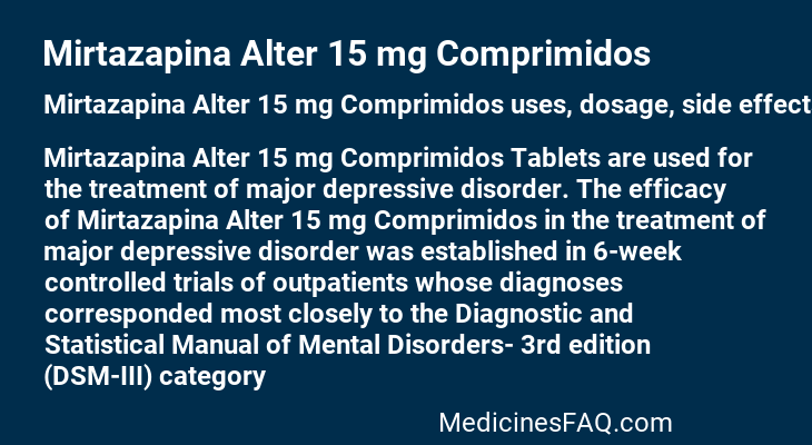 Mirtazapina Alter 15 mg Comprimidos