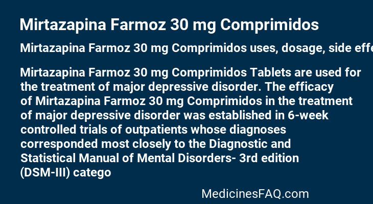Mirtazapina Farmoz 30 mg Comprimidos