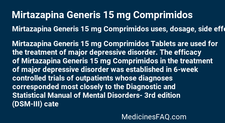 Mirtazapina Generis 15 mg Comprimidos