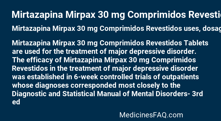 Mirtazapina Mirpax 30 mg Comprimidos Revestidos