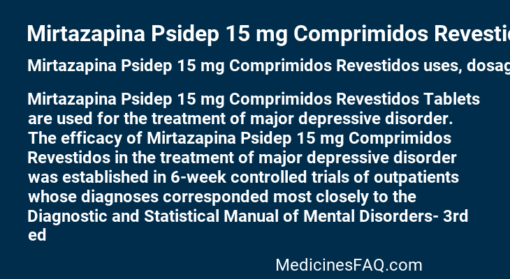 Mirtazapina Psidep 15 mg Comprimidos Revestidos