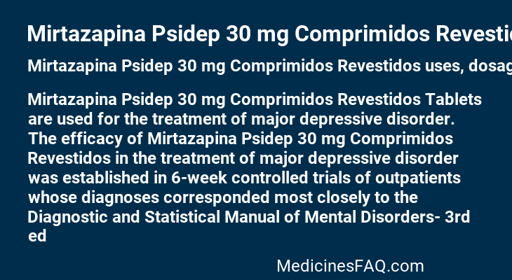Mirtazapina Psidep 30 mg Comprimidos Revestidos