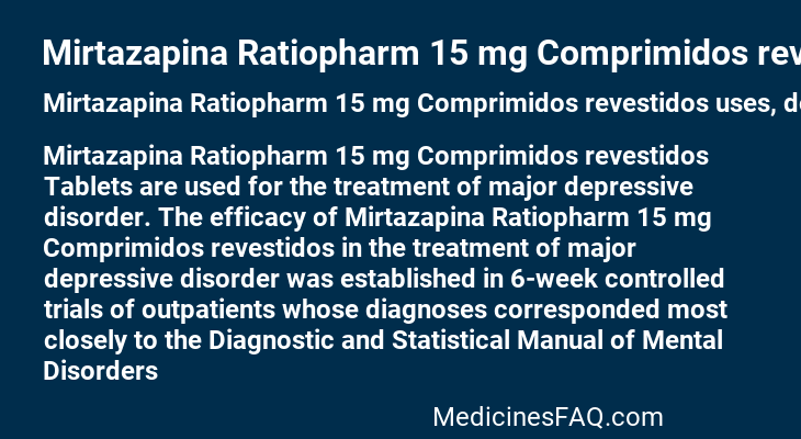 Mirtazapina Ratiopharm 15 mg Comprimidos revestidos