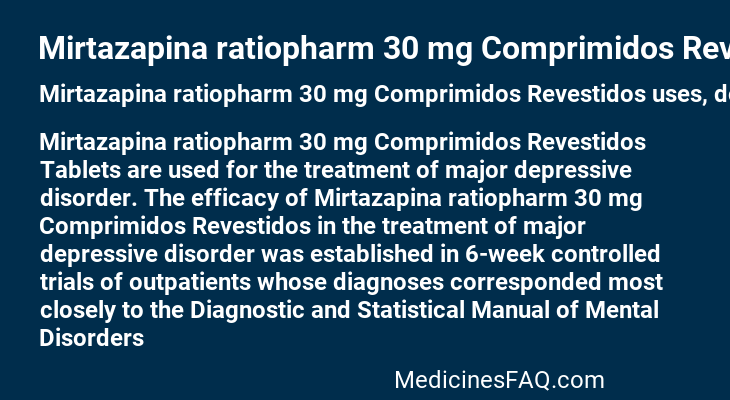 Mirtazapina ratiopharm 30 mg Comprimidos Revestidos