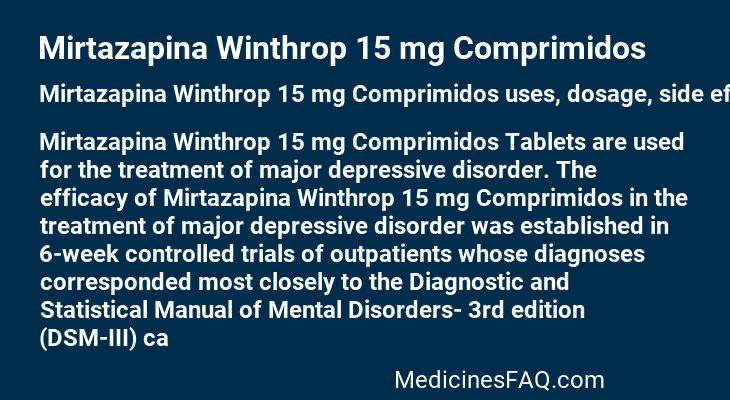 Mirtazapina Winthrop 15 mg Comprimidos
