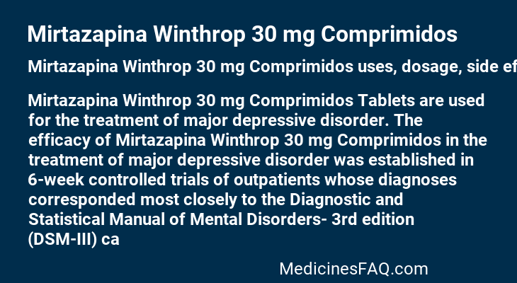 Mirtazapina Winthrop 30 mg Comprimidos