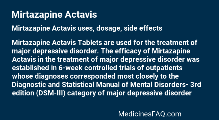 Mirtazapine Actavis