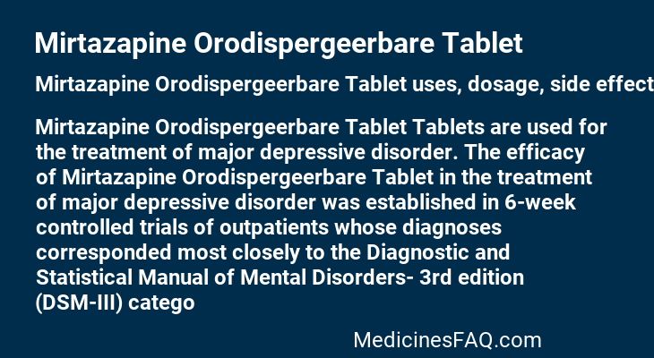 Mirtazapine Orodispergeerbare Tablet