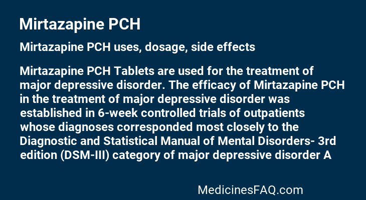 Mirtazapine PCH