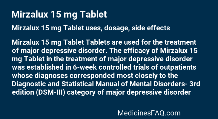 Mirzalux 15 mg Tablet