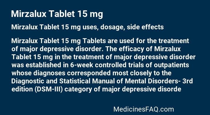 Mirzalux Tablet 15 mg