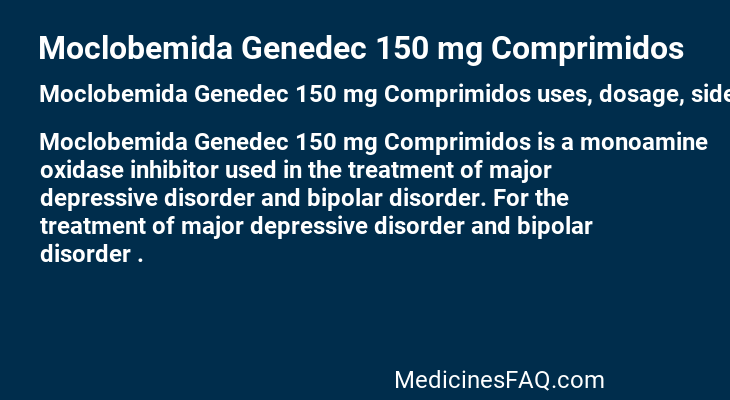 Moclobemida Genedec 150 mg Comprimidos