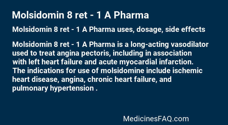 Molsidomin 8 ret - 1 A Pharma