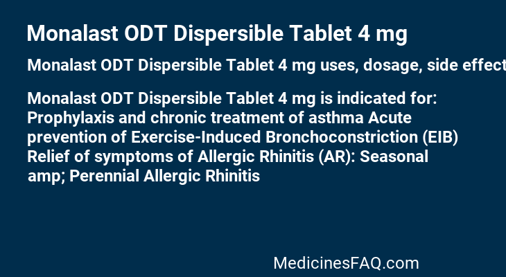 Monalast ODT Dispersible Tablet 4 mg