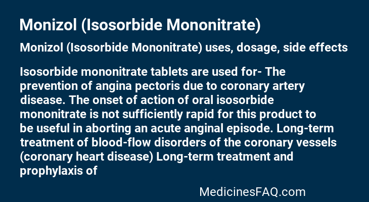 Monizol (Isosorbide Mononitrate)