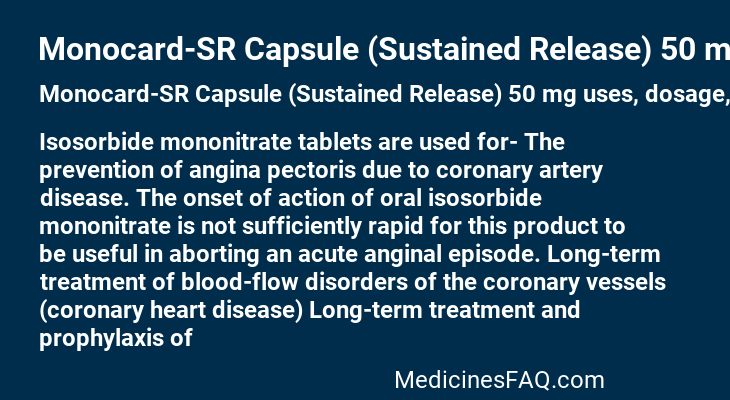 Monocard-SR Capsule (Sustained Release) 50 mg