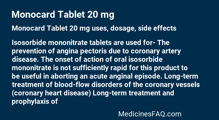 Monocard Tablet 20 mg