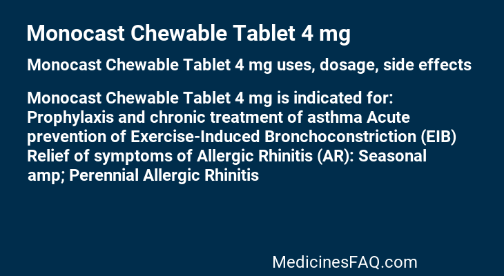 Monocast Chewable Tablet 4 mg