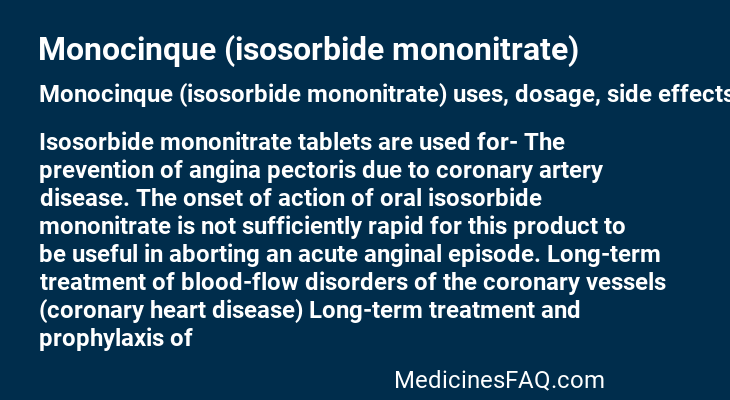Monocinque (isosorbide mononitrate)
