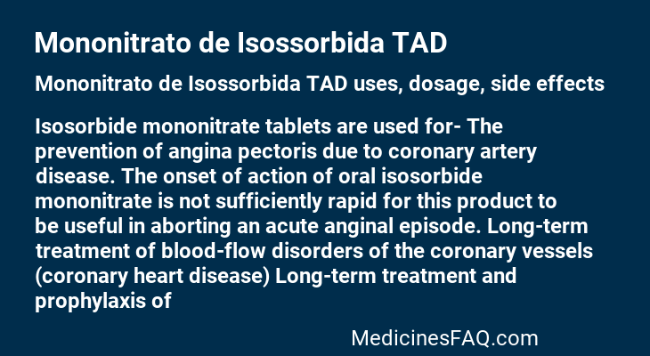 Mononitrato de Isossorbida TAD
