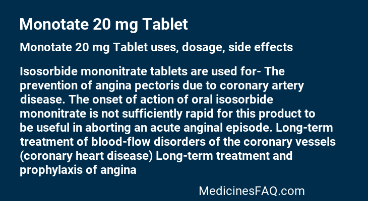 Monotate 20 mg Tablet