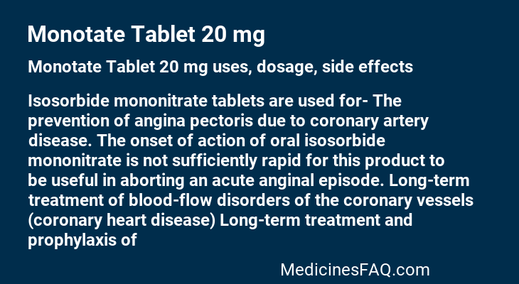 Monotate Tablet 20 mg