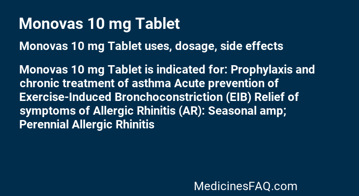 Monovas 10 mg Tablet