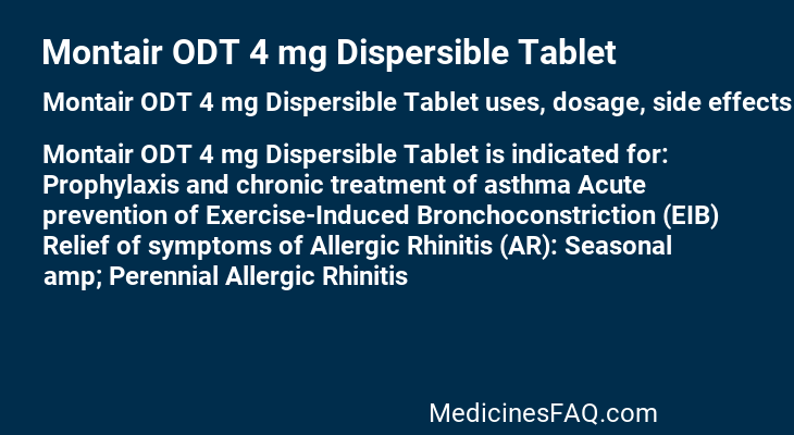 Montair ODT 4 mg Dispersible Tablet