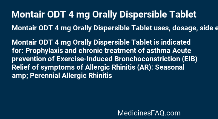 Montair ODT 4 mg Orally Dispersible Tablet