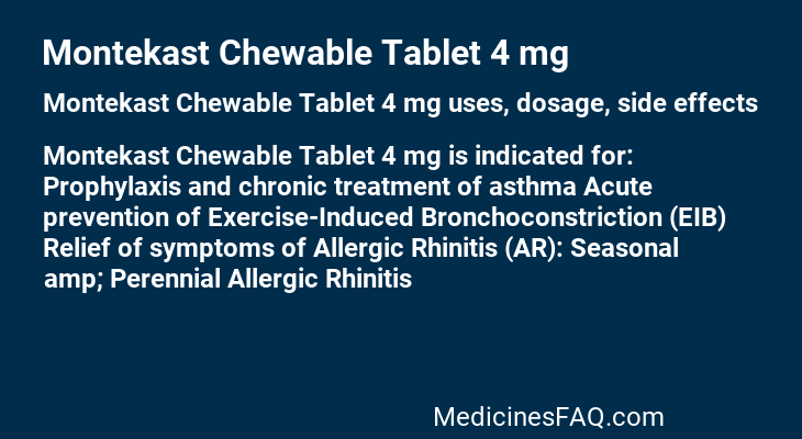 Montekast Chewable Tablet 4 mg