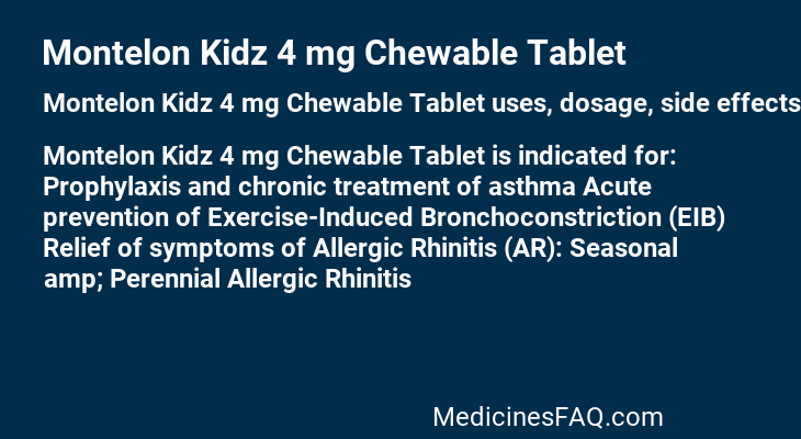 Montelon Kidz 4 mg Chewable Tablet