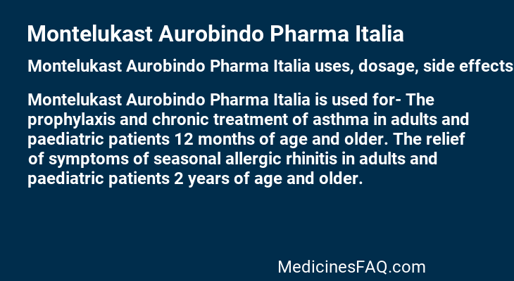 Montelukast Aurobindo Pharma Italia