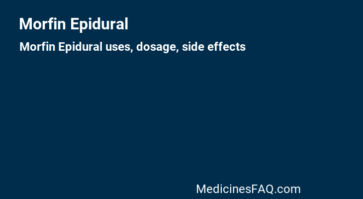 Morfin Epidural