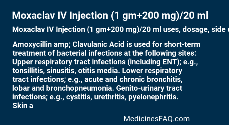Moxaclav IV Injection (1 gm+200 mg)/20 ml