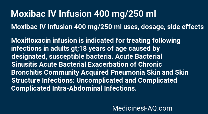 Moxibac IV Infusion 400 mg/250 ml