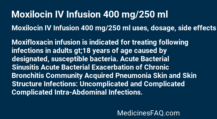 Moxilocin IV Infusion 400 mg/250 ml