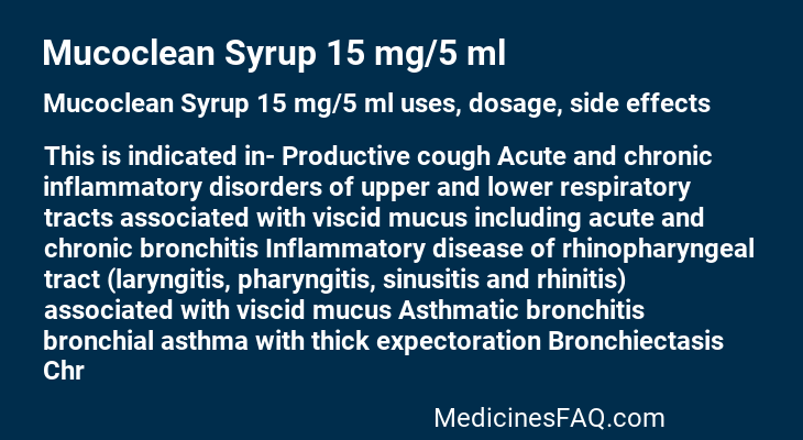 Mucoclean Syrup 15 mg/5 ml