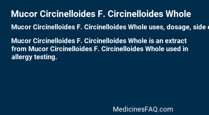 Mucor Circinelloides F. Circinelloides Whole
