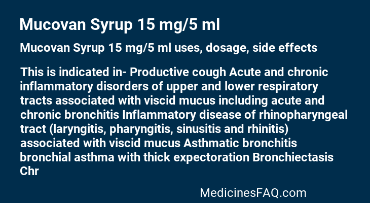 Mucovan Syrup 15 mg/5 ml