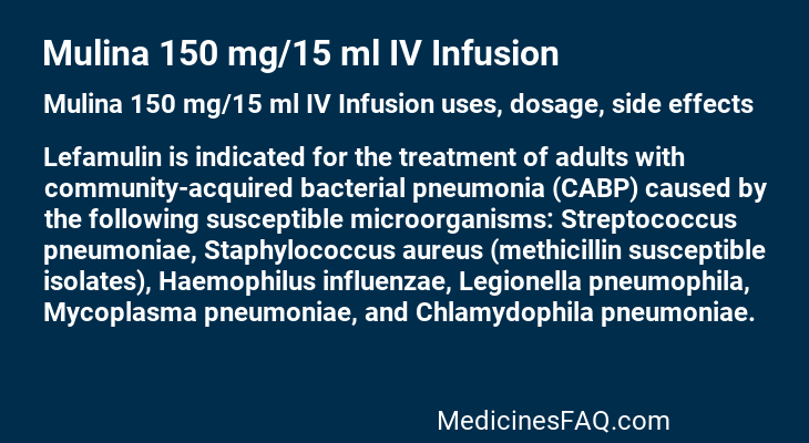 Mulina 150 mg/15 ml IV Infusion