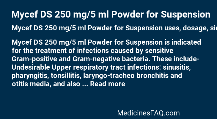 Mycef DS 250 mg/5 ml Powder for Suspension