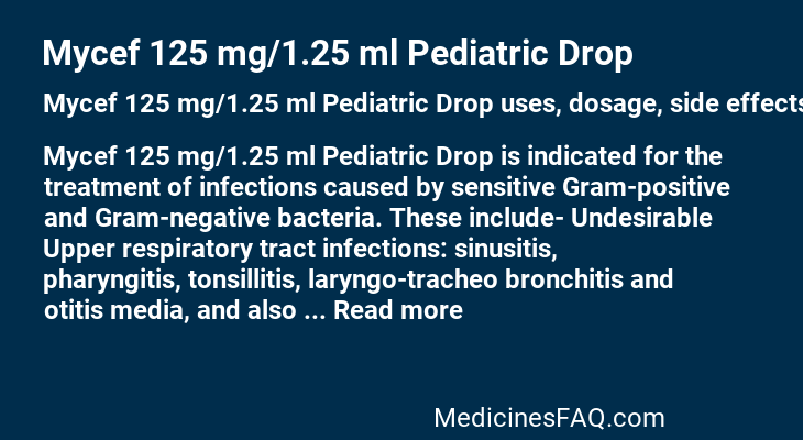 Mycef 125 mg/1.25 ml Pediatric Drop