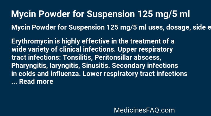 Mycin Powder for Suspension 125 mg/5 ml
