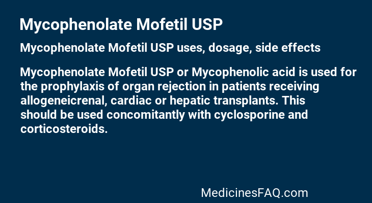 Mycophenolate Mofetil USP