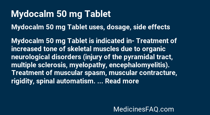 Mydocalm 50 mg Tablet