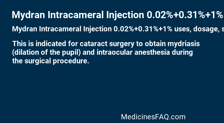 Mydran Intracameral Injection 0.02%+0.31%+1%