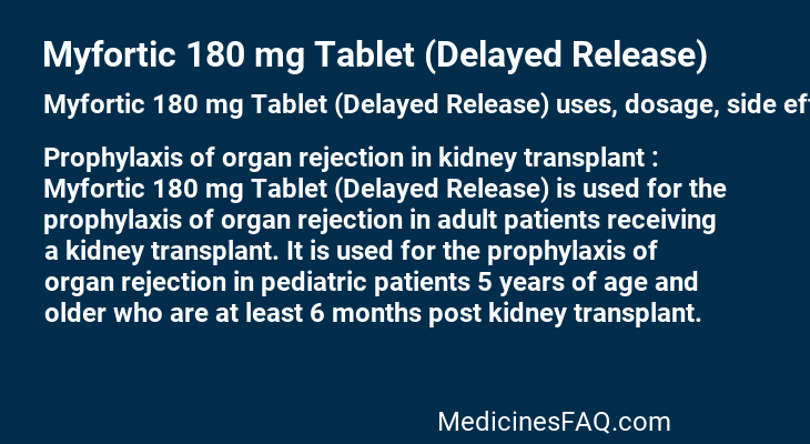 Myfortic 180 mg Tablet (Delayed Release)