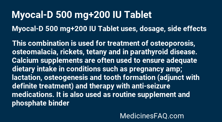 Myocal-D 500 mg+200 IU Tablet