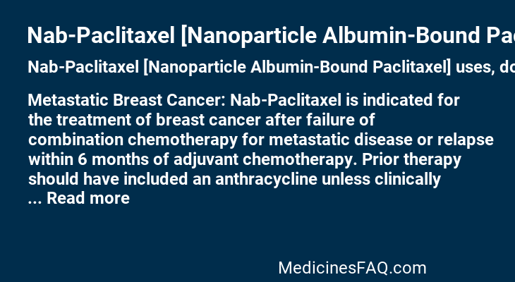 Nab-Paclitaxel [Nanoparticle Albumin-Bound Paclitaxel]