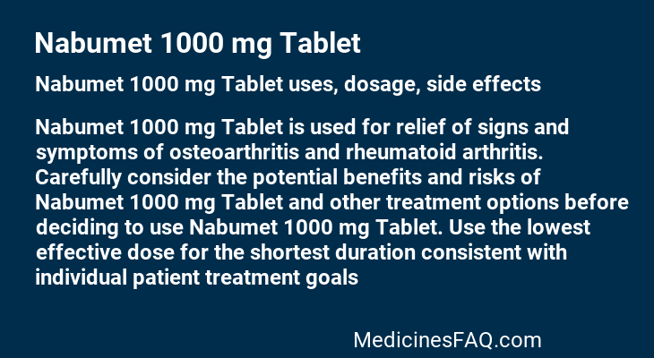 Nabumet 1000 mg Tablet